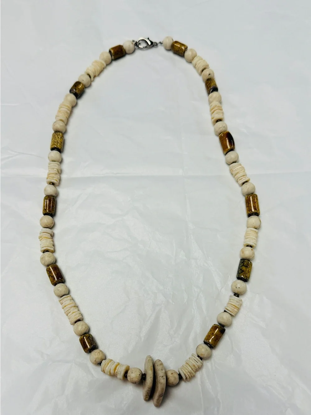 Unisex Hand Crafted Earthy Beaded Necklace with Stone Accents